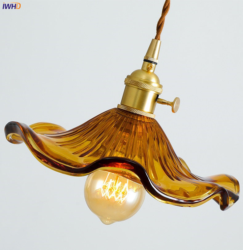 Modern Colourful Glass Copper Pendant Light