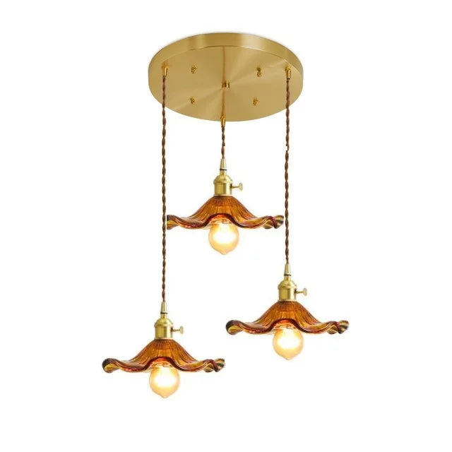 Modern Colourful Glass Copper Pendant Light