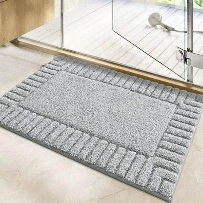 Simple Gray Stripe Bathroom Mat - Fesara