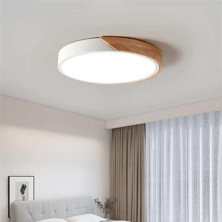 Scandinavian Wood LED Ceiling Lamp – Round Design - Fesara