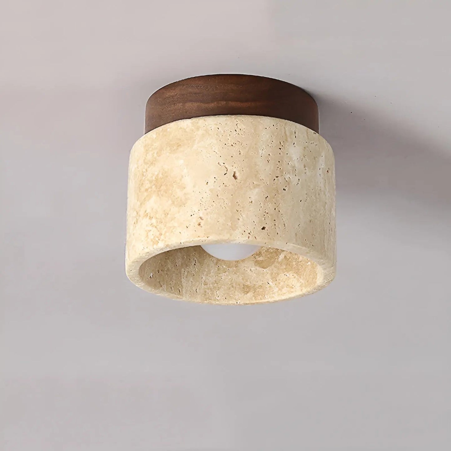 Natural Japanese Style LED Table Lamp with Stone Base