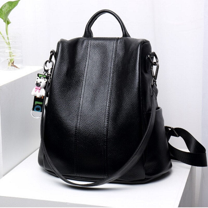 Secure Anti-Theft Leather Backpack