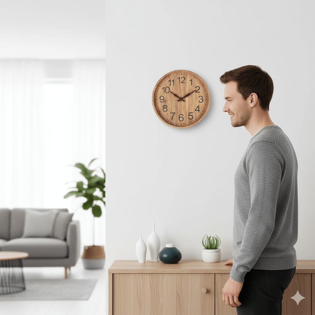 Quiet Rustic Wood Wall Clock with Natural Style