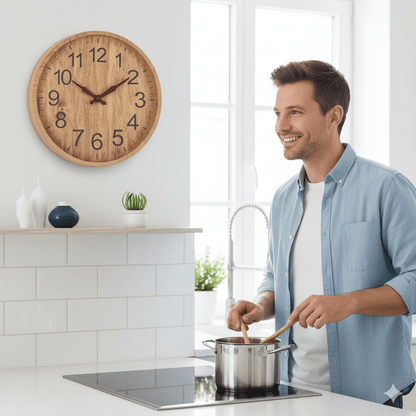 Quiet Rustic Wood Wall Clock with Natural Style