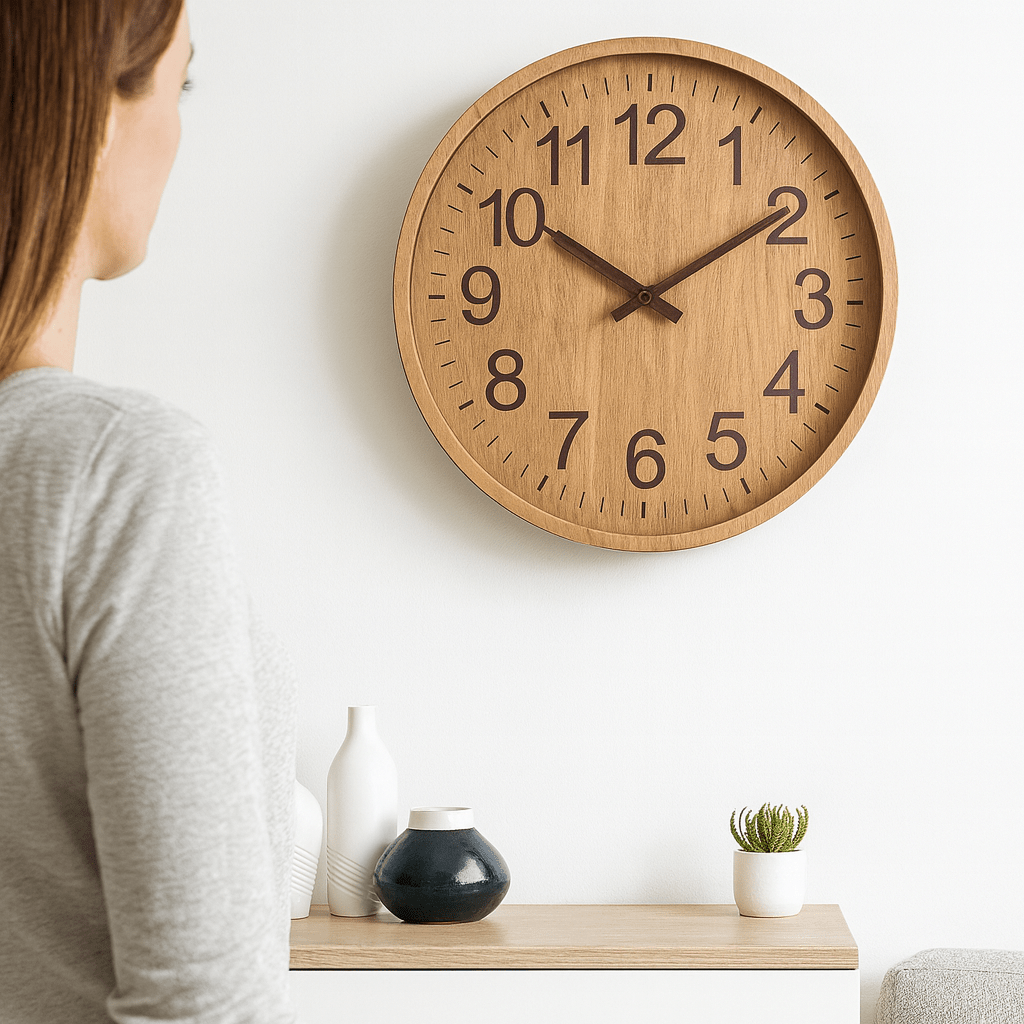 Quiet Rustic Wood Wall Clock with Natural Style - Fesara