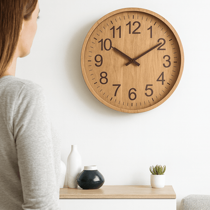 Quiet Rustic Wood Wall Clock with Natural Style - Fesara