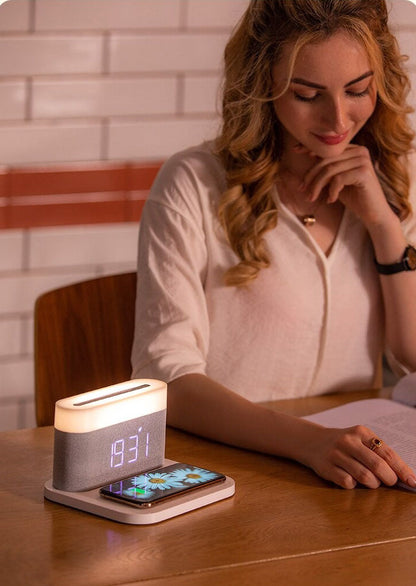 Compact Wireless Charging LED Clock Station