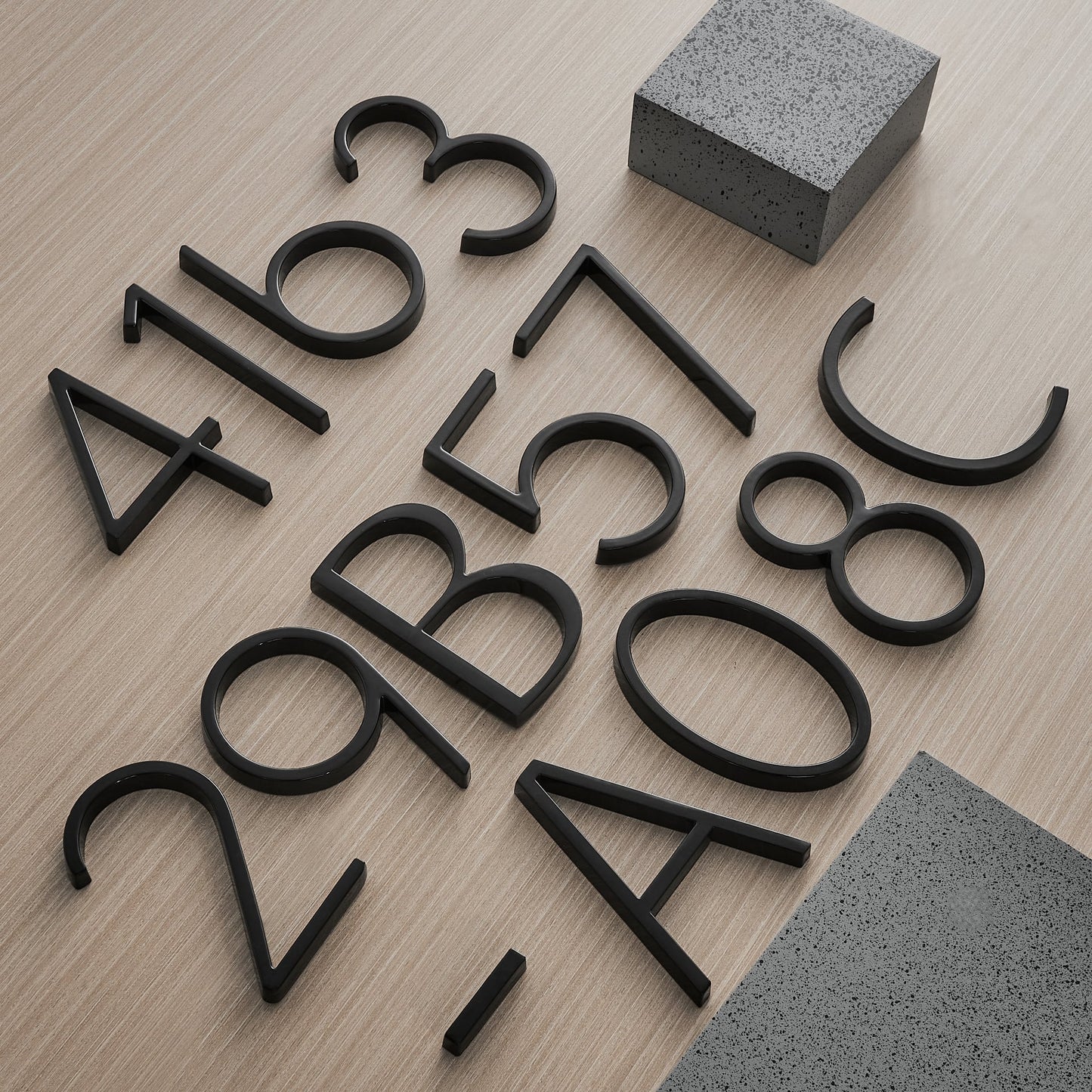 Modern Black Metal Floating House Numbers Sign