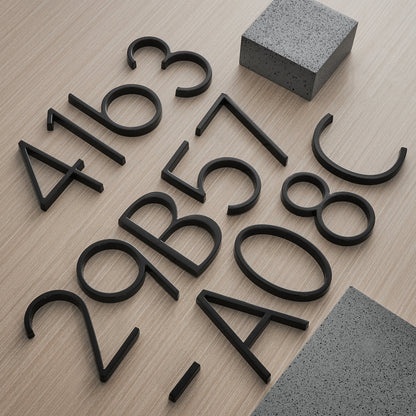 Modern Black Metal Floating House Numbers Sign