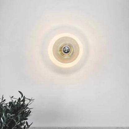 Retro Glass Wall Lamp with Metal Shade
