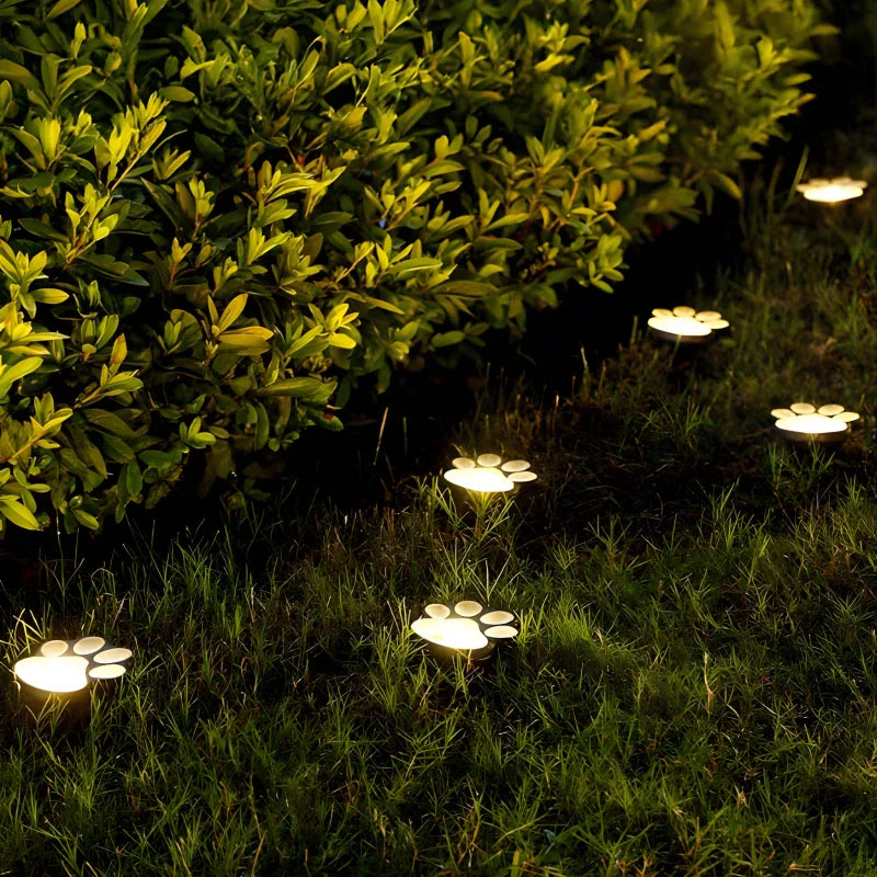 Outdoor Solar Powered Animal Paw Garden Lights