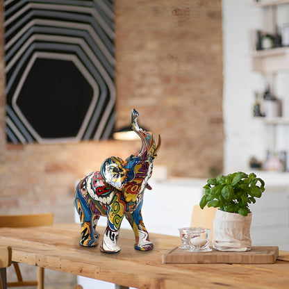 Vibrant Elephant Figurine - Unique African Style Decor