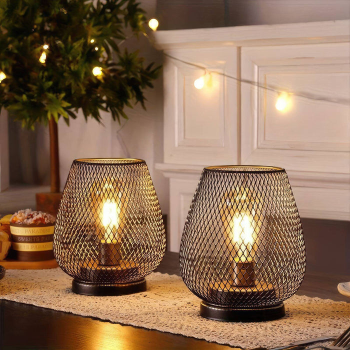 Rustic Metal Table Lamp Set - Modern Warm Lighting - Fesara