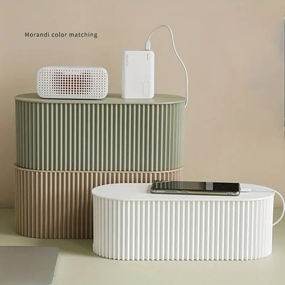 Compact Cable Storage Box Desk Organizer White