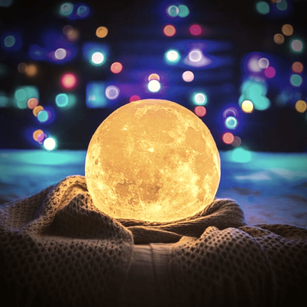 Fesara | Lunar Table Lamp with Remote Control and Wood Base