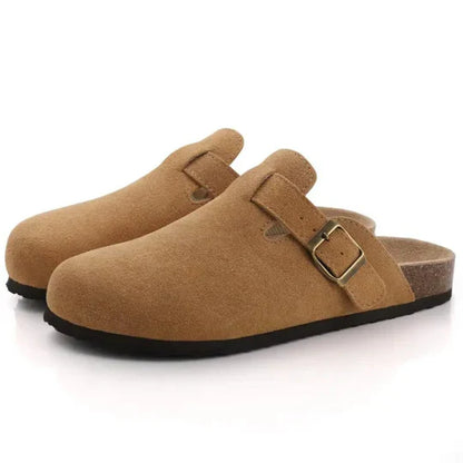 Ladies Soft Leather Mule Slippers