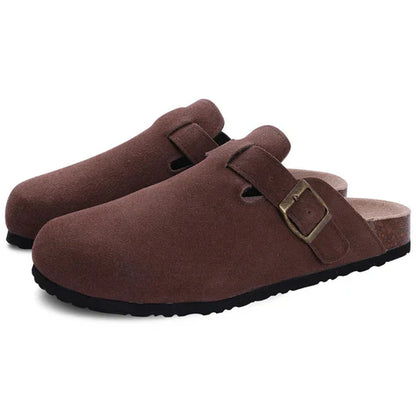 Ladies Soft Leather Mule Slippers