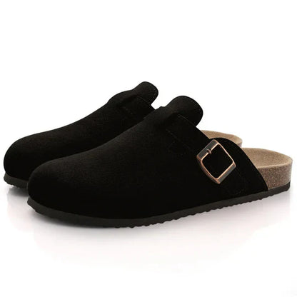 Ladies Soft Leather Mule Slippers