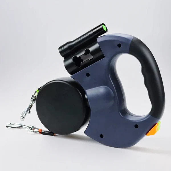 Practical Dual Dog Leash with Flashlight & Poop Bag Holder