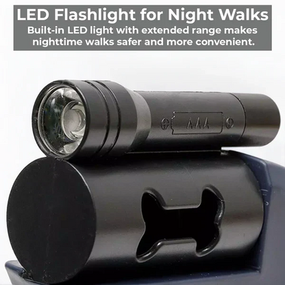 Practical Dual Dog Leash with Flashlight & Poop Bag Holder