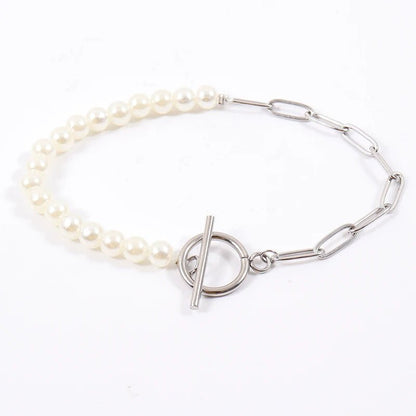 Unique Beaded Paperclip Pearl Layered Necklace