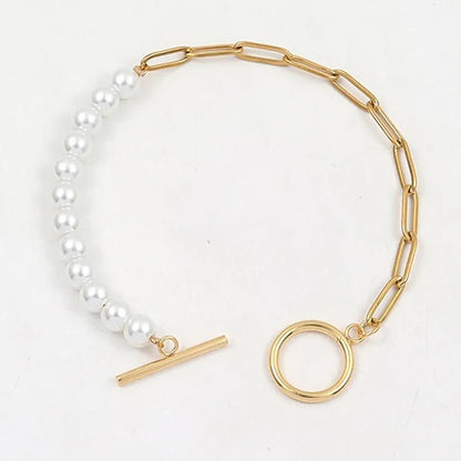Unique Beaded Paperclip Pearl Layered Necklace