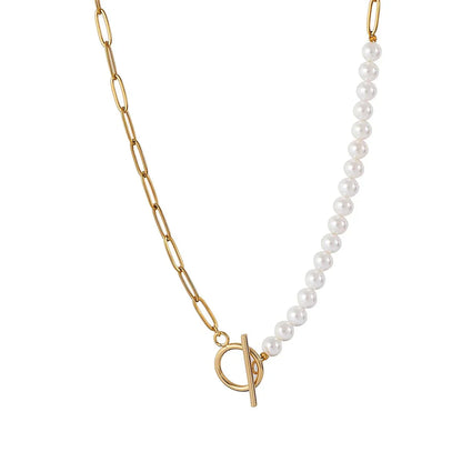 Unique Beaded Paperclip Pearl Layered Necklace