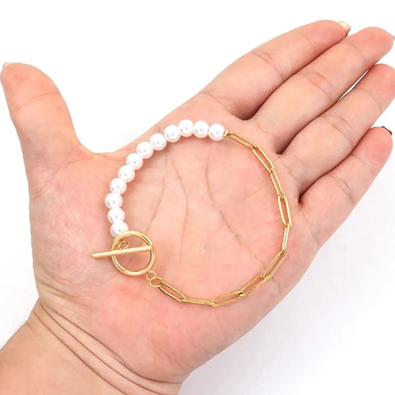 Unique Beaded Paperclip Pearl Layered Necklace