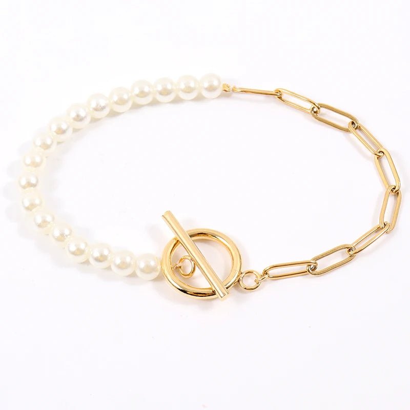 Unique Beaded Paperclip Pearl Layered Necklace