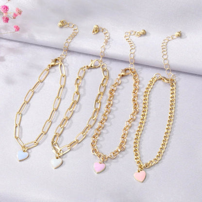 Colorful Heart Charm Bracelet Set
