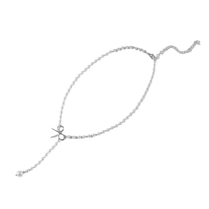 Elegant White Pearl Drop Y Necklace