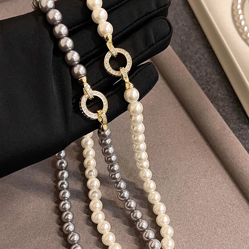 Elegant Pearl Diamond Circle Pendant Set
