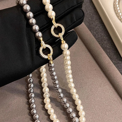 Elegant Pearl Diamond Circle Pendant Set