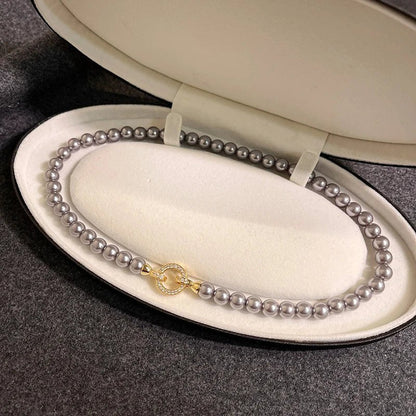 Elegant Pearl Diamond Circle Pendant Set