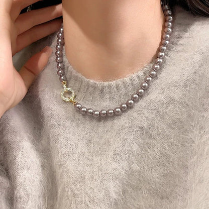 Elegant Pearl Diamond Circle Pendant Set