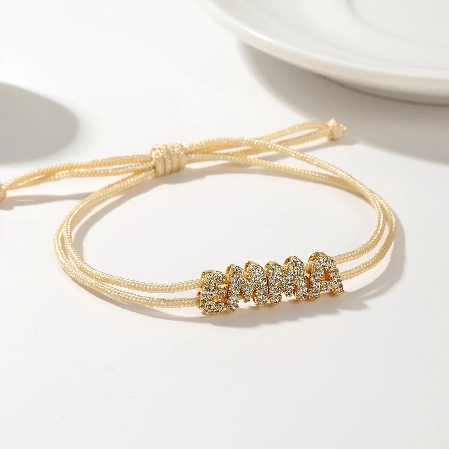 Customizable Sparkle Name Rope Chain Bracelet
