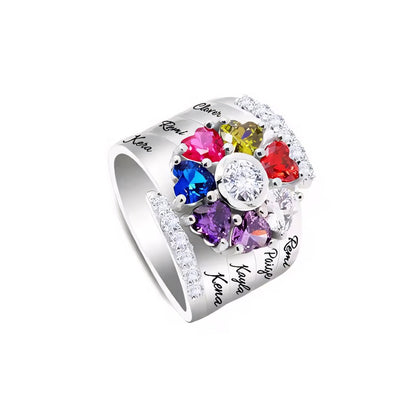 Customizable Heart Shaped Diamond Birthstone Name Ring