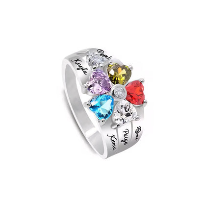 Customizable Heart Shaped Diamond Birthstone Name Ring