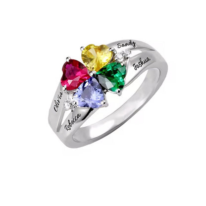 Customizable Heart Shaped Diamond Birthstone Name Ring