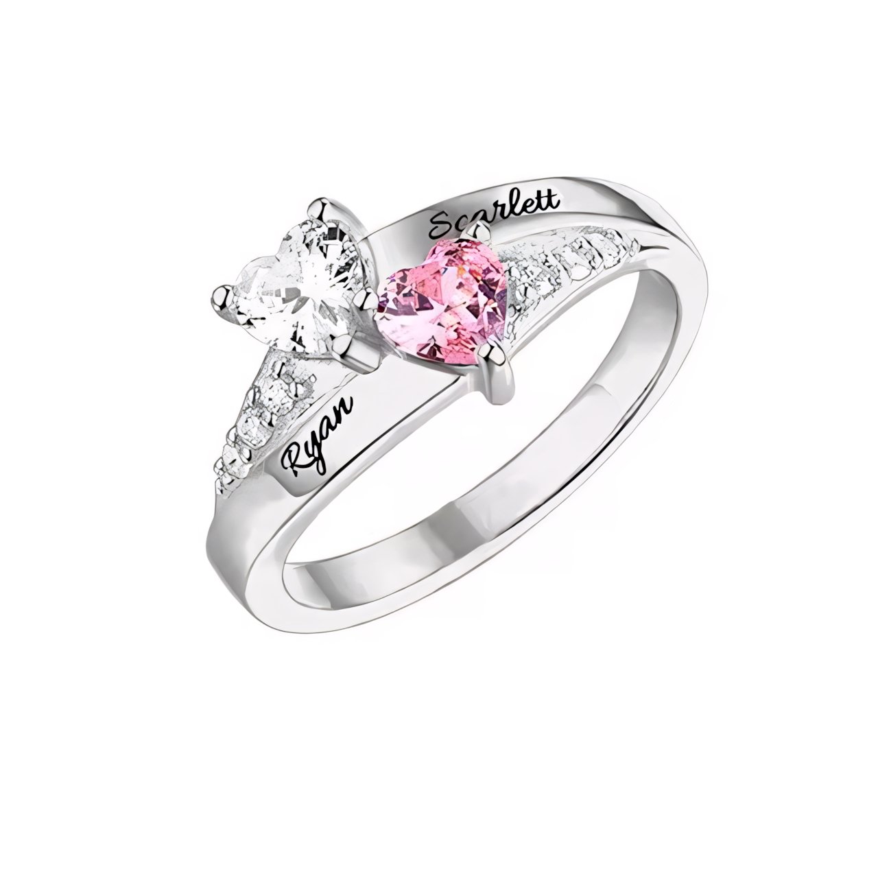 Customizable Heart Shaped Diamond Birthstone Name Ring