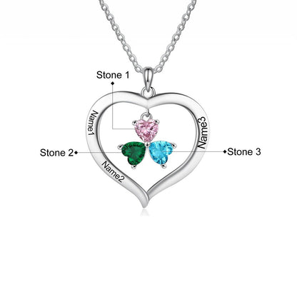 Customizable Heart Shaped Birthstone Pendant Necklace