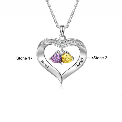 Customizable Heart Shaped Birthstone Pendant Necklace