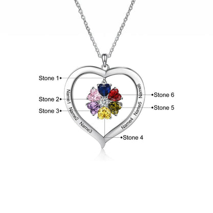 Customizable Heart Shaped Birthstone Pendant Necklace