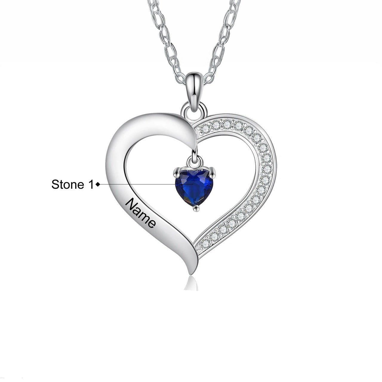 Customizable Heart Shaped Birthstone Pendant Necklace - Fesara