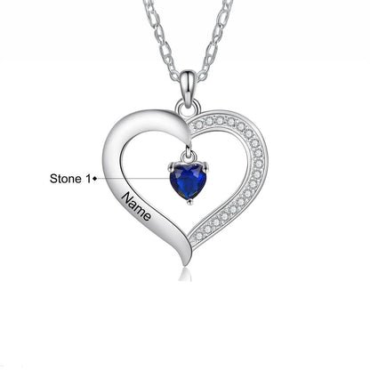 Customizable Heart Shaped Birthstone Pendant Necklace - Fesara