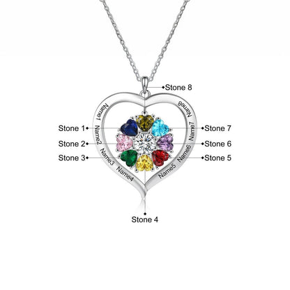 Customizable Heart Shaped Birthstone Pendant Necklace