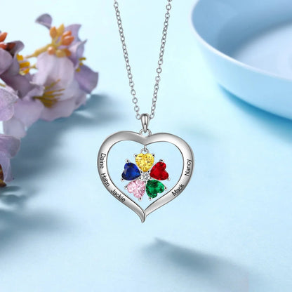 Customizable Heart Shaped Birthstone Pendant Necklace