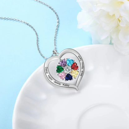 Customizable Heart Shaped Birthstone Pendant Necklace