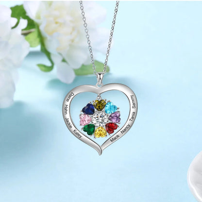 Customizable Heart Shaped Birthstone Pendant Necklace