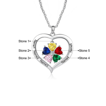 Customizable Heart Shaped Birthstone Pendant Necklace